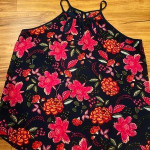 Floral tank cutout blouse